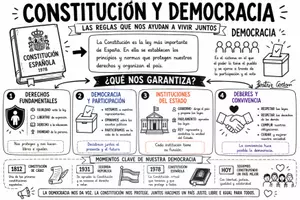 Vista previa - Hojas de trabajo - Constitución y democracia | Mapa visual bilingüe (castellano + valenciano) | 6º Primaria. - Portada