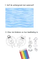 Voorbeeld - Kunstproject Zomer | Kinderen in het Openluchtzwembad | Knutselen & Schilderen - Pagina 1