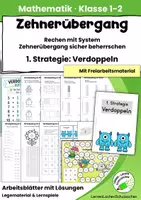 Vorschau - Arbeitsblätter - Zehnerübergang sicher lernen | Rechenstrategie Verdoppeln | Mathematik Klasse 1 & 2 - Deckblatt