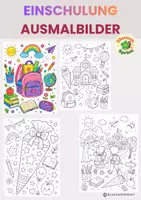 Vorschau - Mal- und Bastelvorlagen - Einschulung Ausmalbilder - Deckblatt