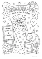 Vorschau - Mal- und Bastelvorlagen - Einschulung Ausmalbilder - Seite 1