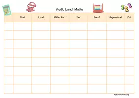Vorschau - Arbeitsblätter - Stadt, Land, Mathe (-Wort) - Spiel Mathematik FREEBIE - Seite 1