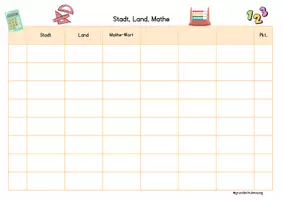 Vorschau - Arbeitsblätter - Stadt, Land, Mathe (-Wort) - Spiel Mathematik FREEBIE - Seite 3