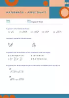 Vorschau - Arbeitsblätter - Mathe_Umgang_mit_Wurzeln_Gymnasium - Deckblatt