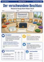 Vorschau - Spiele - Klassenrat Escape Room Klasse 5 bis 8 Der verschwundene Beschluss - Deckblatt
