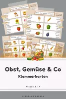Vorschau - Quiz - Klammerkarten: Was wir wann ernten - Obst, Gemüse & Co - Deckblatt