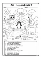 Vorschau - Arbeitsblätter - Lesen und Malen - Zoo - Seite 2