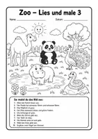 Vorschau - Arbeitsblätter - Lesen und Malen - Zoo - Seite 3