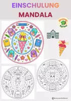 Vorschau - Mal- und Bastelvorlagen - Einschulung Mandala - Deckblatt
