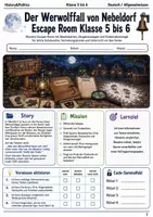 Vorschau - Spiele - Der Werwolffall von Nebeldorf Escape Room Klasse 5 bis 6 Leselogik und Beweise kombinieren - Deckblatt