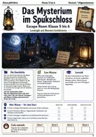 Vorschau - Spiele - Das Mysterium im Spukschloss Escape Room Klasse 5 bis 6 Leselogik und Beweise kombinieren - Deckblatt