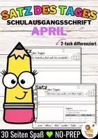 anteprima - Esercizi - Sätze schreiben / Satz des Tages / Schüttelsätze (Schulausgangsschrift) schreiben April Ostern Frühling Aprile Pasqua Primavera Tedesco - Pagina di copertina
