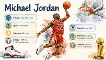 Vorschau - Arbeitsblätter - AB mit Fragen zum Thema "Michael Jordan" + Lösungsblatt + Infografik - Seite 1