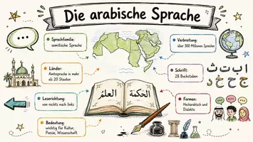 Vorschau - Arbeitsblätter - Arbeitsblätter "Die arabische Sprache" + Lösung & MP3 + Infografik - Seite 1