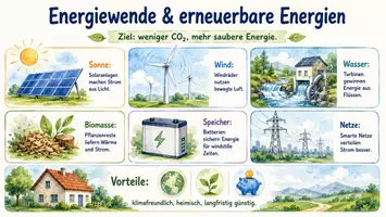 Vorschau - Arbeitsblätter - AB mit Fragen zum Thema "Energiewende und erneuerbare Energien" + Lösungsblatt + Infografiken - Seite 1