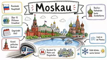 Vorschau - Arbeitsblätter - AB mit Fragen zum Thema "Moskau" + Lösungsblatt + Infografik - Seite 1
