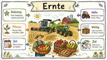 Vorschau - Arbeitsblätter - AB mit Fragen zum Thema "Ernte" + Lösungsblatt + Infografik - Seite 1