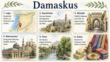 Vorschau - Arbeitsblätter - Arbeitsblätter zum Thema "Damaskus" + Lösung & MP3 + Infografiken - Seite 1