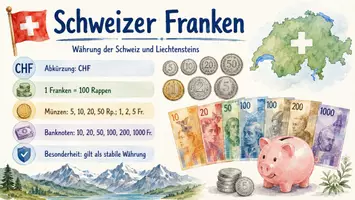 Vorschau - Arbeitsblätter - Arbeitsblätter zum Thema "Schweizer Franken" + Lösung & MP3 + Infografik - Seite 1