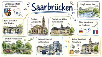 Vorschau - Arbeitsblätter - Arbeitsblätter zum Thema "Saarbrücken" + Lösung & MP3 + Infografik - Seite 1