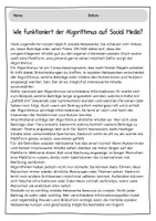 Vorschau - Arbeitsblätter - Sachtext Medien & Internet: Der Algorithmus - Seite 1