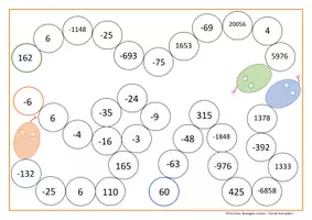 Vorschau - Spiele - Multiplikation und Division Ganzer Zahlen: Lernspiel Schlangenhaut - Seite 1