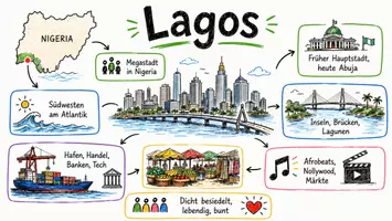 Vorschau - Arbeitsblätter - AB mit Fragen zum Thema "Lagos" + Lösungsblatt + Infografik - Seite 1