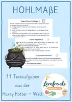 Vorschau - Arbeitsblätter - Hohlmaße - Harry P. Textaufgaben - Deckblatt