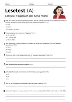 Vorschau - Arbeitsblätter - Lesetest - Tagebuch der Anne Frank - Deckblatt