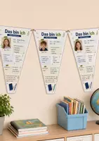 Vorschau - Arbeitsblätter - Wimpel Steckbrief Klasse 5 6 7 8 | Das bin ich Vorlage | Kennenlernen neue Klasse 5-8 | Sek I - Seite 1