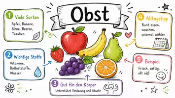 Vorschau - Arbeitsblätter - Arbeitsblätter zum Thema "Obst" + Lösung & MP3 + Infografik - Seite 1