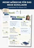 Vorschau - Arbeitsblätter - Wünsche für das neue Schuljahr | kostenloses Arbeitsblatt Schuljahresanfang Klasse 5–8 Sekundarstufe - Deckblatt