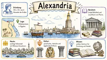 Vorschau - Arbeitsblätter - Arbeitsblätter zum Thema "Alexandria" (Lückentext, Hörverstehen) + Lösung & MP3 + Mindmap + Infografik - Seite 1
