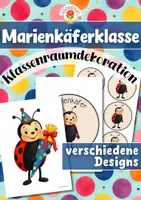 Vorschau - Mal- und Bastelvorlagen - Marienkäferklasse - Wand- und Türdeko | Klassenraumdekoration (Klassentier) - Deckblatt