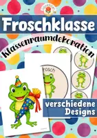 Vorschau - Mal- und Bastelvorlagen - Froschklasse - Wand- und Türdeko | Klassenraumdekoration (Klassentier) - Deckblatt