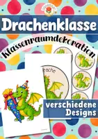 Vorschau - Mal- und Bastelvorlagen - Drachenklasse - Wand- und Türdeko | Klassenraumdekoration (Klassentier) - Deckblatt