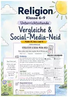 Vorschau - Stundenentwürfe - Religion | Vergleiche & Social Media Neid | Unterrichtsstunde | Jugendthema | Psalm 37, 1 und 8 | Klasse 6-9 - Deckblatt