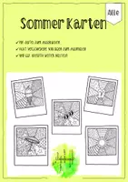 Vorschau - Mal- und Bastelvorlagen - Pop-Art Sommerkarten zum Ausmalen - Schuljahresende - Deckblatt