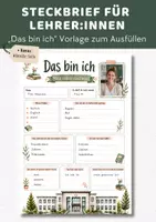 Vorschau - Arbeitsblätter - Steckbrief Lehrer & Lehrerin "Das bin ich" | Steckbriefvorlage Schulstart Sek I | Lehrkraft Kennenlernen Schuljahresstart - Deckblatt