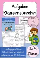 Vorschau - Arbeitsblätter - Klassensprecher Aufgaben – Situationskarten, Einstiegsgeschichte & differenzierte Arbeitsblätter | Klasse 3/4 - Deckblatt