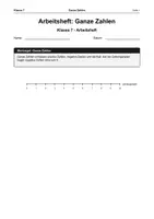 Vorschau - Arbeitsblätter - Arbeitsheft Ganze Zahlen - Deckblatt