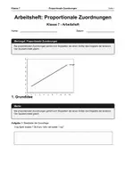 Vorschau - Arbeitsblätter - Arbeitsheft Proportionale Zuordnungen - Deckblatt