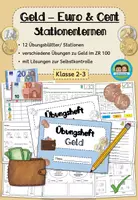 Vorschau - Arbeitsblätter - Geld im Zahlenraum 100 - Stationenlernen/ Übungsheft (Klasse 2-3) #schulstartbyextraklasse - Deckblatt