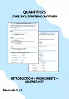 Vorschau - Arbeitsblätter - Quantifiers Merkblatt + Worksheet - some any something anything - Deckblatt