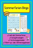 Vorschau - Arbeitsblätter - Sommerferien Bingo - Deckblatt