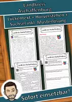 Vorschau - Unterrichtsreihen - Landkreis Aschaffenburg Lückentext mit Wortspeicher Hörverstehen und Suchsel - Deckblatt
