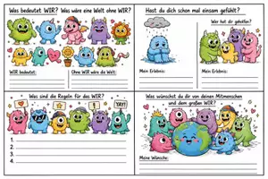 Vorschau - Arbeitsblätter - Verbundenheit am Beispiel von "Das kleine WIR", mit Stundenentwurf und Quiz. - Seite 1