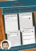 Vorschau - Unterrichtsreihen - Landkreis Bayreuth Lückentext mit Wortspeicher Hörverstehen und Suchsel - Deckblatt