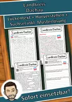 Vorschau - Unterrichtsreihen - Landkreis Dachau Lückentext mit Wortspeicher Hörverstehen und Suchsel - Deckblatt