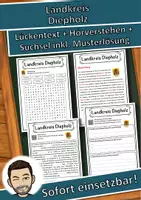 Vorschau - Unterrichtsreihen - Landkreis Diepholz Lückentext mit Wortspeicher Hörverstehen und Suchsel - Deckblatt